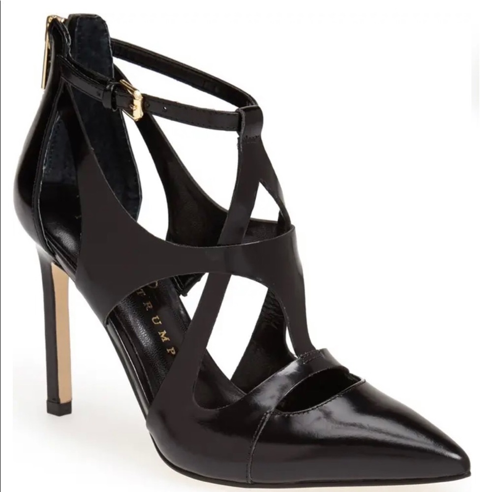 “cage” stillettos in black leather